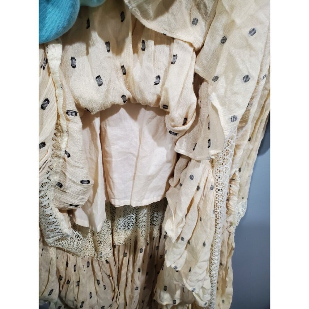 Free People Sada Ivory Maxi Dress Long-Sleeved Tiered Boho CottageCore Sz M - Picture 9 of 16
